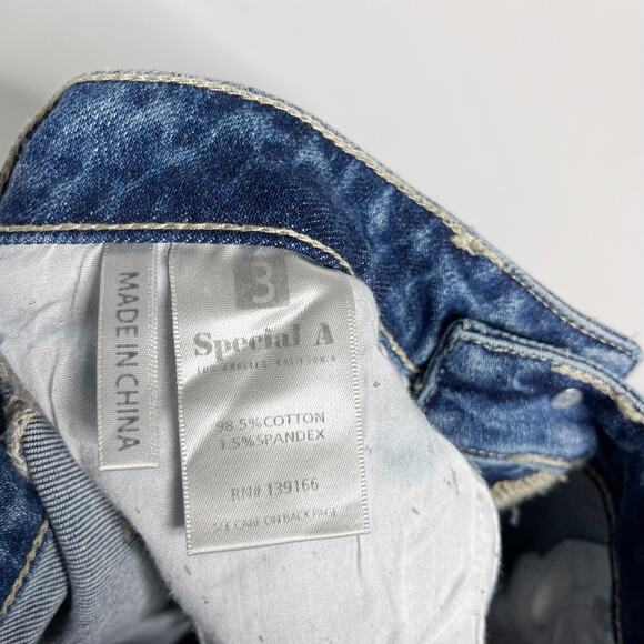 Special A Juniors Size 3 Skinny Jeans Raw Fray Hem Cotton Stretch Distressed - Picture 10 of 11